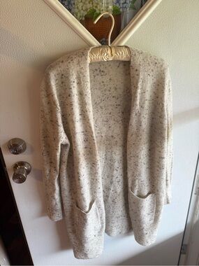 Madewell Donegal Kent Cardigan Cream Speckled Long Knit Sweater Wool Blend Small
